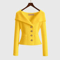 Damen Rippstrick-Cardigan mit Off-Shoulder-Kragen