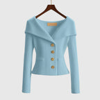Damen Rippstrick-Cardigan mit Off-Shoulder-Kragen