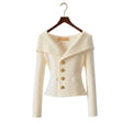 Damen Rippstrick-Cardigan mit Off-Shoulder-Kragen