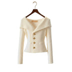 Damen Rippstrick-Cardigan mit Off-Shoulder-Kragen