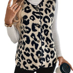 Damen Weste mit Leopardenmuster und Knopfleiste