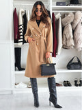 Damen zweireihiger Trenchcoat mit Bindegürtel