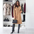 Damen zweireihiger Trenchcoat mit Bindegürtel