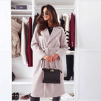 Damen zweireihiger Trenchcoat mit Bindegürtel