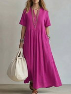 Damen Maxikleid mit Plisseefalten