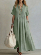 Damen Maxikleid mit Plisseefalten