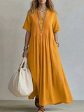 Damen Maxikleid mit Plisseefalten