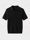 Herren Strickpoloshirt mit kurzen Ärmeln