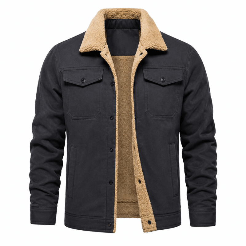 Herren Jacke mit Fleecekragen und Druckknöpfen