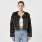 Damen Luxus Kunstpelz Jacke