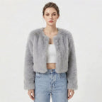 Damen Luxus Kunstpelz Jacke