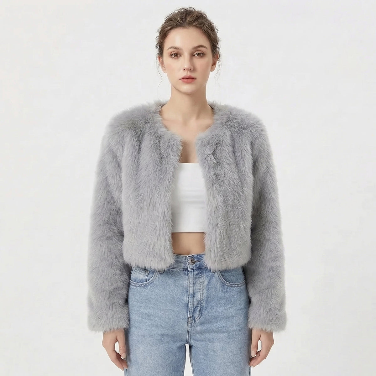 Damen Luxus Kunstpelz Jacke