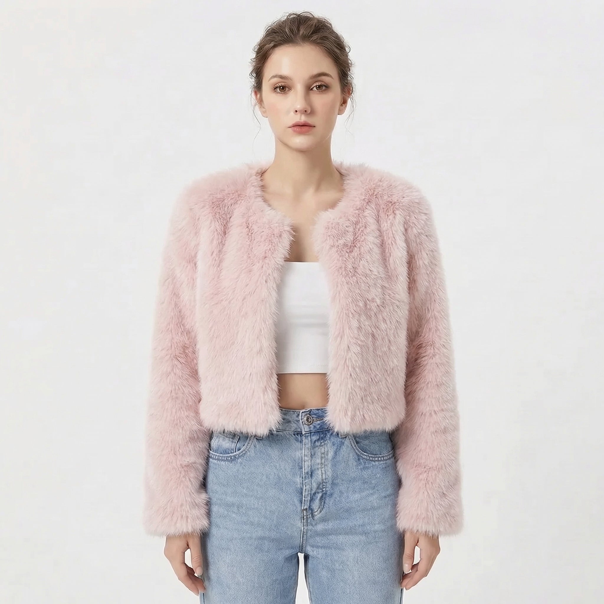 Damen Luxus Kunstpelz Jacke