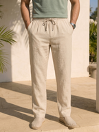 Damen Leinenhose weit mit Kordelzug