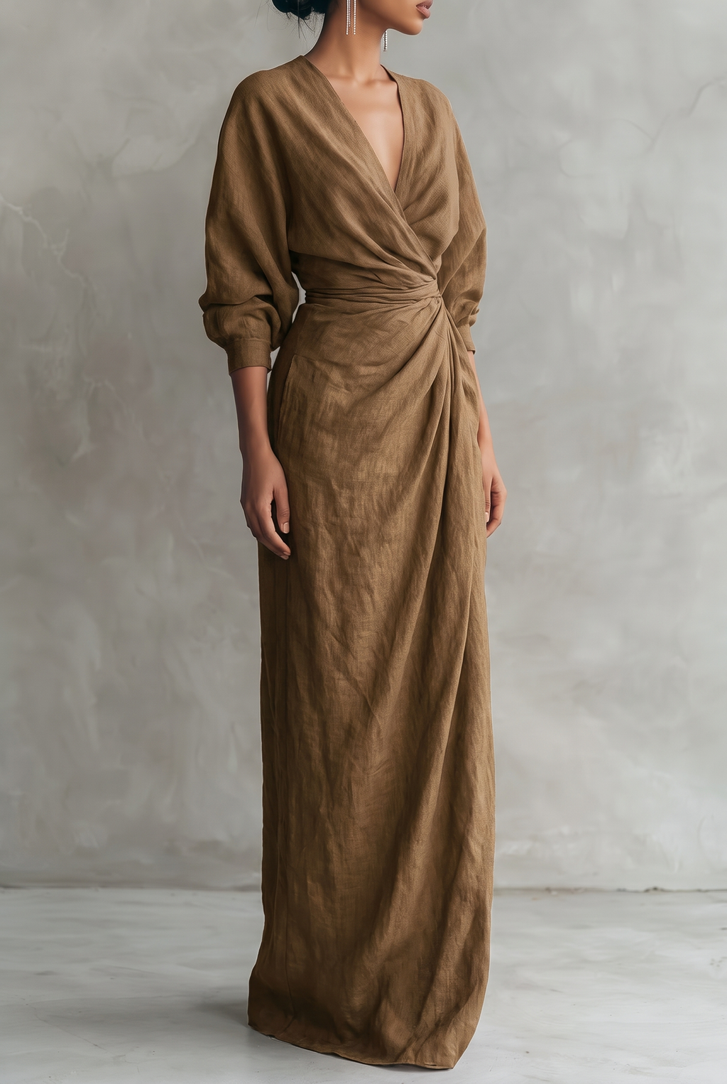 Damen Maxikleid mit Wickelausschnitt