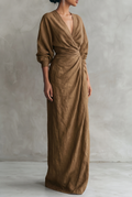 Damen Maxikleid mit Wickelausschnitt