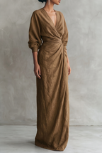 Damen Maxikleid mit Wickelausschnitt