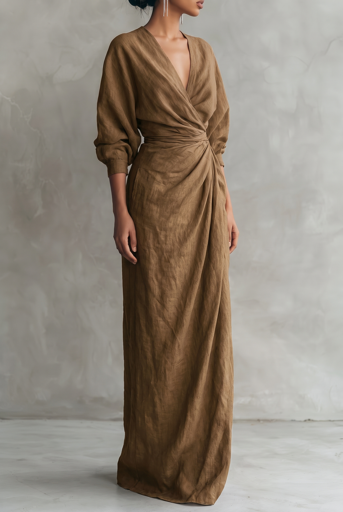 Damen Maxikleid mit Wickelausschnitt