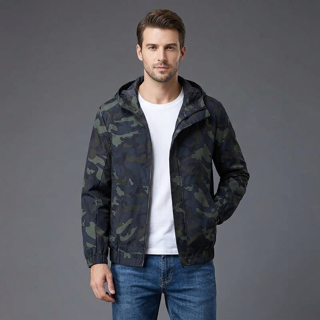 Herren Camouflage Jacke winddicht und warm gefüttert