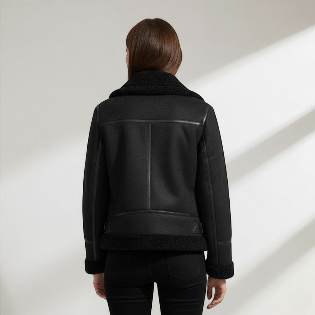 Damen Wildlederjacke mit Fellkragen