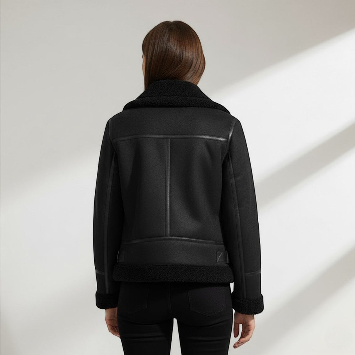 Damen Wildlederjacke mit Fellkragen