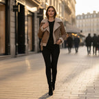 Damen Wildlederjacke mit Fellkragen