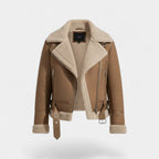 Damen Wildlederjacke mit Fellkragen