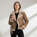 Damen Wildlederjacke mit Fellkragen