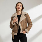 Damen Wildlederjacke mit Fellkragen