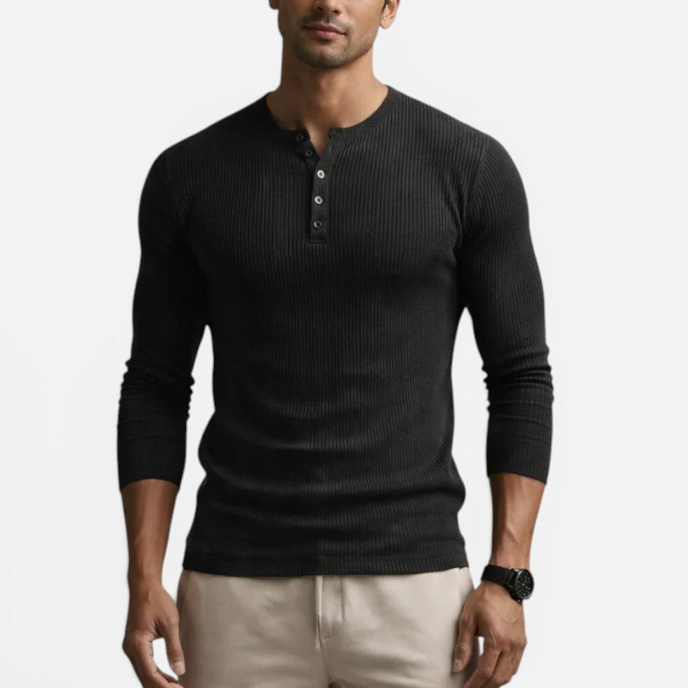 Herren Langarmshirt mit Knopfleiste