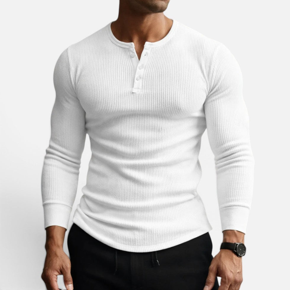 Herren Langarmshirt mit Knopfleiste