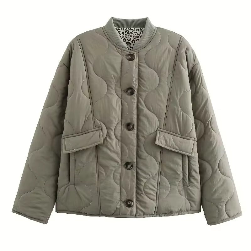 Damen elegante Jacke mit Leoparden Futter
