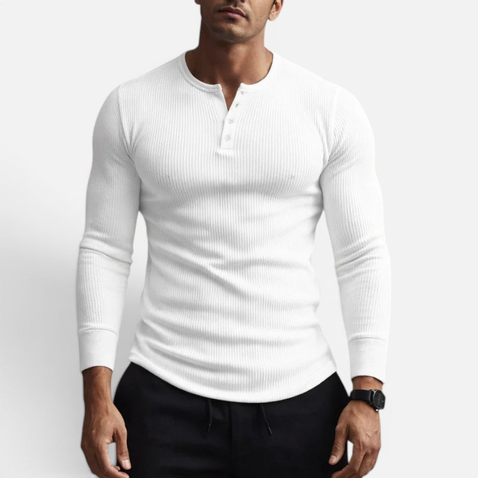 Herren Langarmshirt mit Knopfleiste