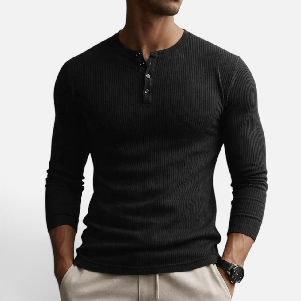 Herren Langarmshirt mit Knopfleiste