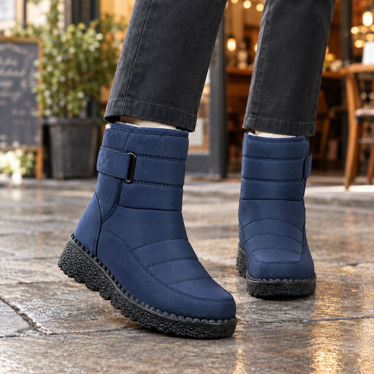 Damen Schneestiefel mit Klettverschluss