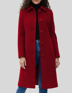 Damen langer Wintermantel mit Knopfleiste