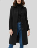 Damen langer Wintermantel mit Knopfleiste