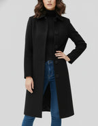 Damen langer Wintermantel mit Knopfleiste