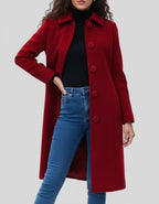 Damen langer Wintermantel mit Knopfleiste
