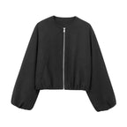 Damen leichte Bomberjacke mit Rundkragen und elastischem Saum