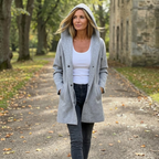 Damen Strickjacke mit Kapuze und Knöpfen