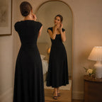 Damen Midikleid mit eckigem Ausschnitt