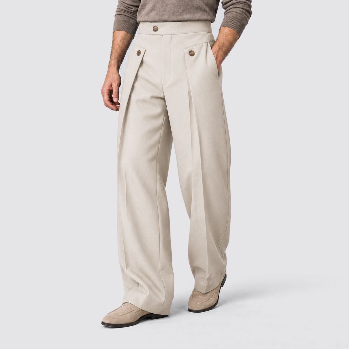Herren Bundfaltenhose mit weitem Bein