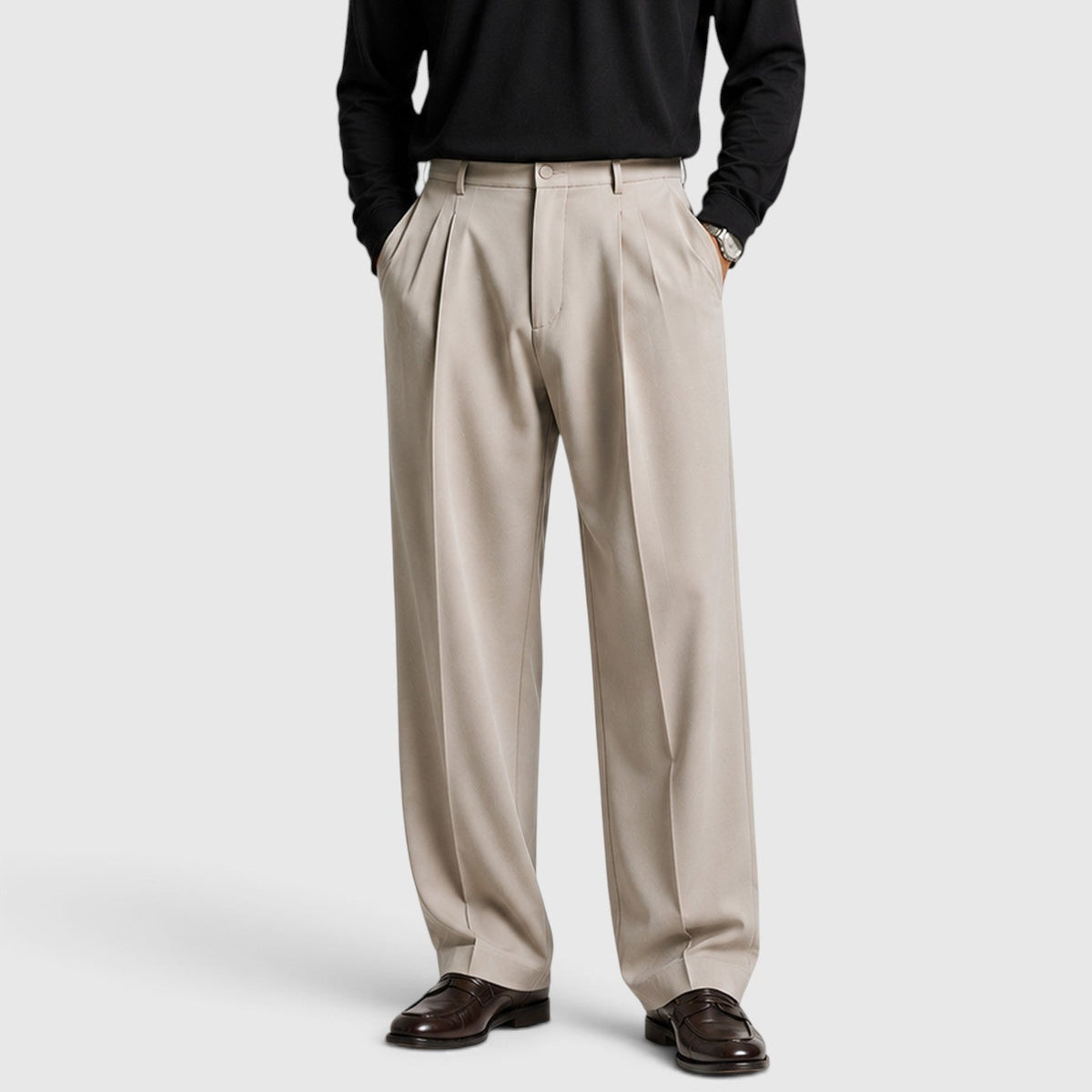 Herren Bundfaltenhose mit weiter Passform