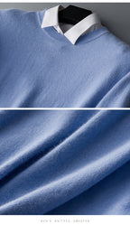 Herren Kaschmir Pullover mit Rundhals und V Ausschnitt
