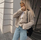 Damen Teddy Weste mit Knöpfen warm und kuschelig