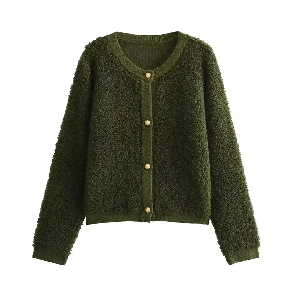 Damen Teddy Weste mit Knöpfen warm und kuschelig