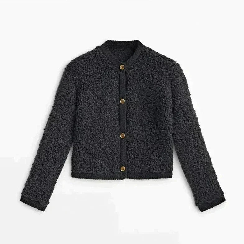 Damen Teddy Weste mit Knöpfen warm und kuschelig