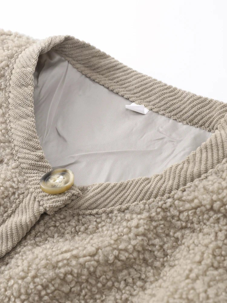 Damen Teddy Weste mit Knöpfen warm und kuschelig