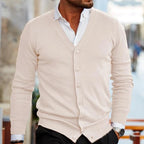 Herren Cardigan mit Knopfleiste und V Ausschnitt